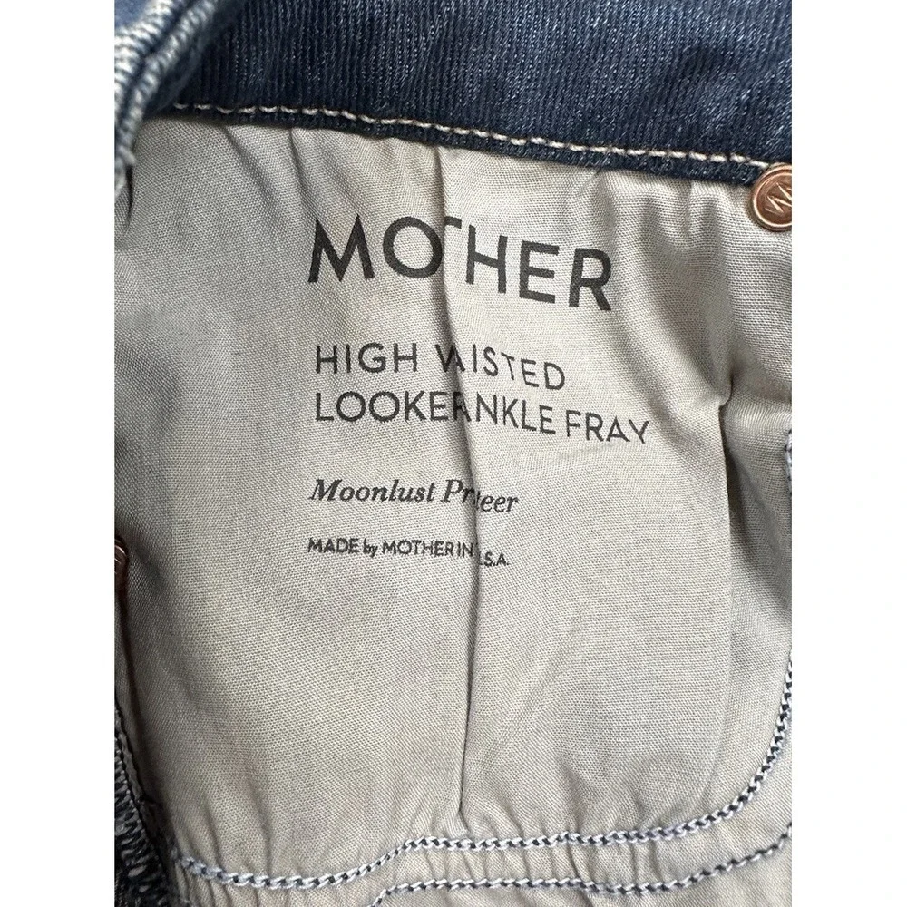 Mother The Looker Ankle Fray Jeans Women's 24 Blue Denim Skinny Crop Designer